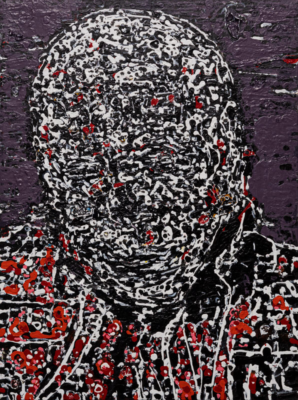 Abstract self portrait artwork by artist Al Ebanks titled Judgement I